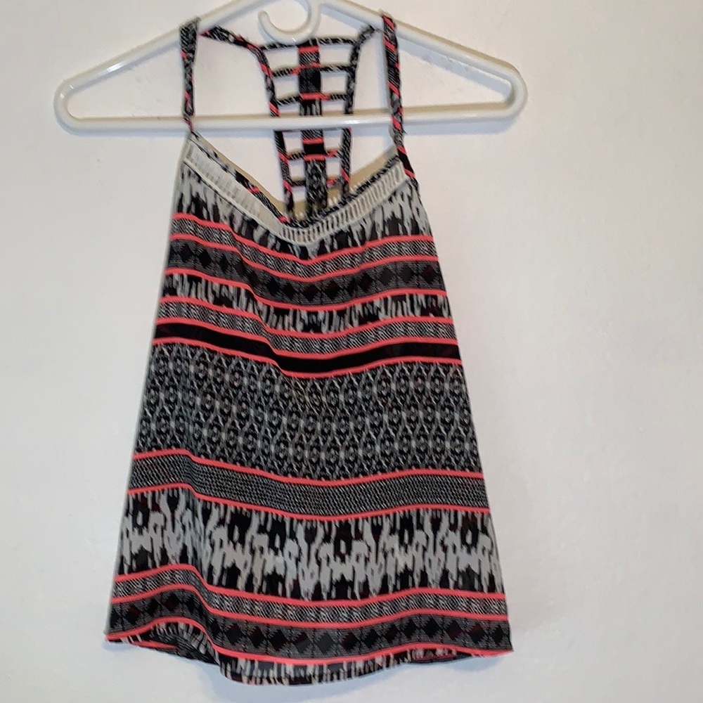 GIRLS TANK TOP AEROPOSTALE AZTEC PRINT KIDS XL BLACK WHITE PINK